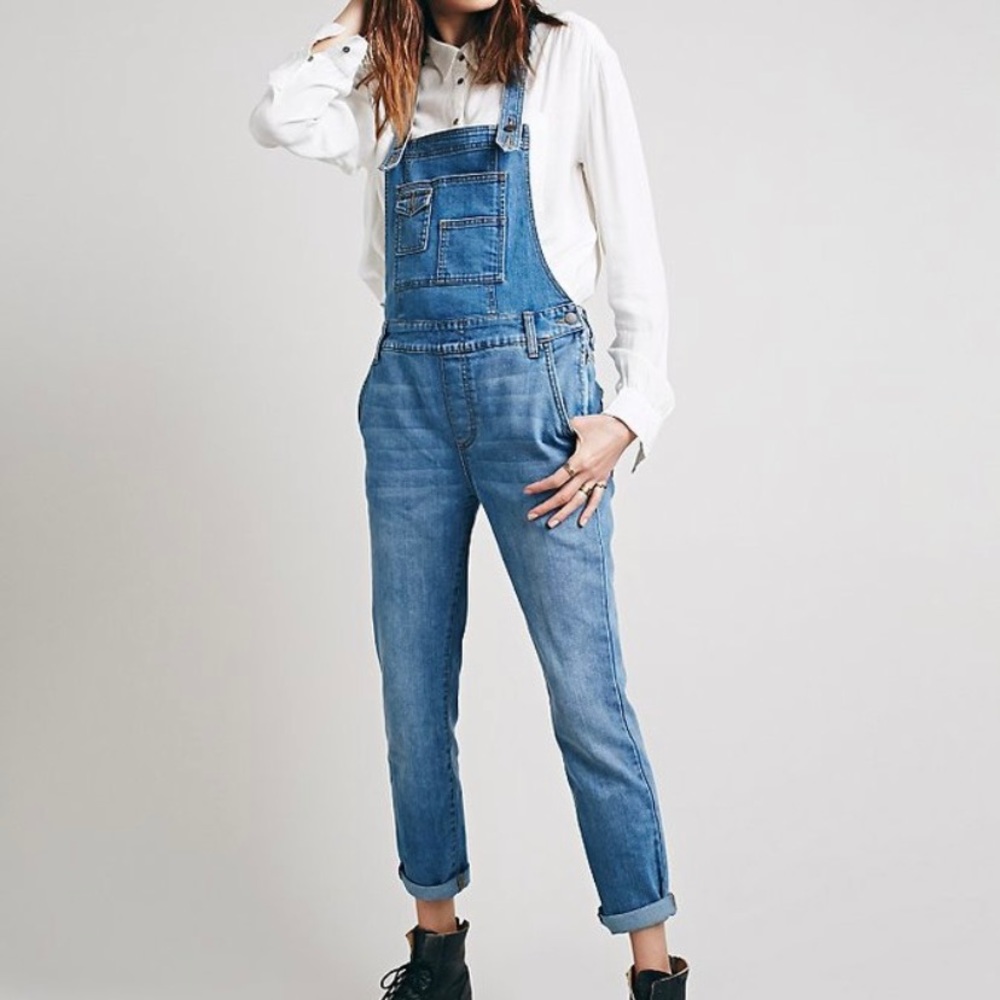Free People | Washed Denim Overalls | Size 31